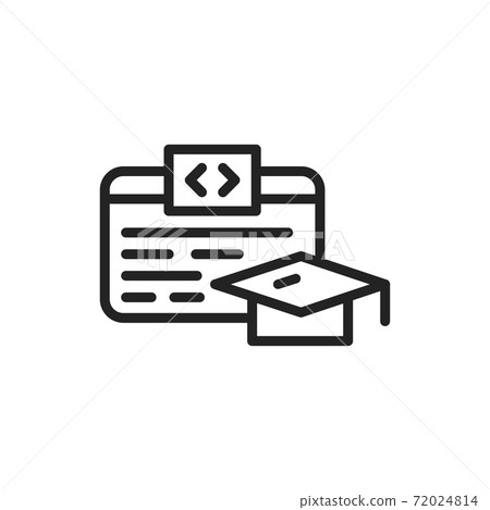IT courses black line icon. Vector illustration. Outline pictogram for web page, mobile app, promo IT courses black line icon. Vector illustration. Outline pictogram for web page, mobile app, promo 72024814