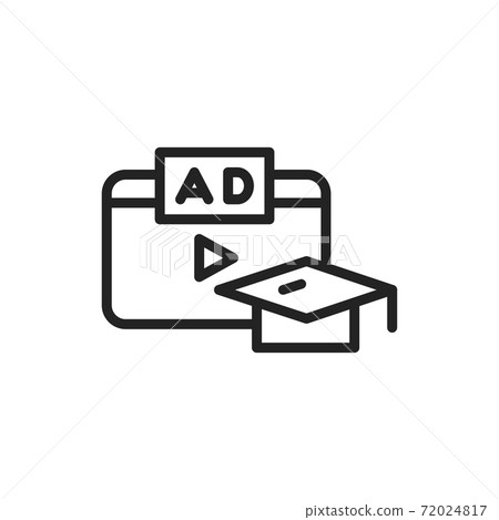 Marketing and advertising courses black line icon. Vector illustration. Outline pictogram for web page, mobile app, promo Marketing and advertising courses black line icon. Vector illustration. Outline pictogram for web page, mobile app, promo 72024817