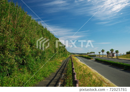 Atsumi Peninsula in the autumn sky, vast Akabane west coast Omotehama and cycling road Atsumi Peninsula in the autumn sky, vast Akabane west coast Omotehama and cycling road 72025781