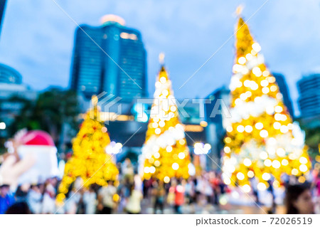 abstract blur and defocused lighting on christmas tree in christmas and new year festival 72026519