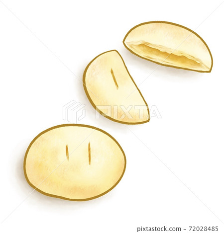 The digital painting of Taiwanese sun cake pastry bakery isometric icon raster illustration on white background. 72028485