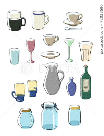 Illustration of cups and glasses Illustration of cups and glasses 72028690