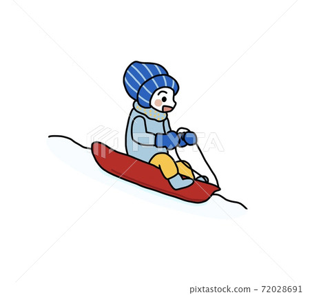 Illustration of a child playing sledding 72028691