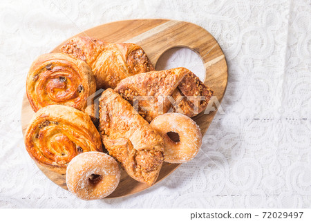 Breakfast with different French Pastries 72029497