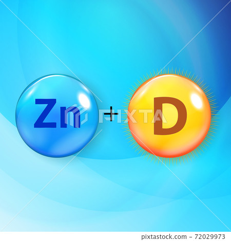 Mineral Zn Zink blue shiny pill capsule icon Vitamin D. Vector Illustration Mineral Zn Zink blue shiny pill capsule icon Vitamin D. Vector Illustration 72029973