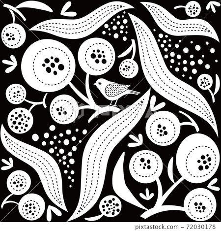 Scandinavian cute bird and plant illustration seamless pattern A01 Scandinavian cute bird and plant illustration seamless pattern A01 72030178