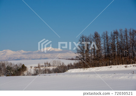 雪原，雪山和藍天Daisetsu山 72030521