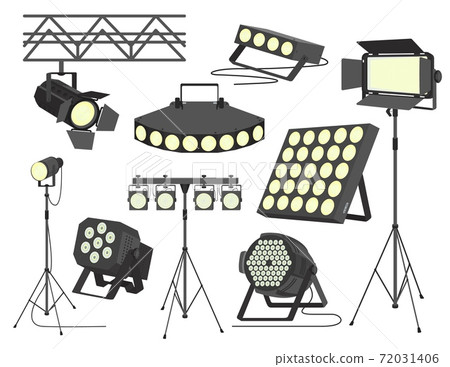Stage spotlight set, flat vector isolated illustration. 72031406
