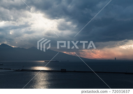 Dark stormy cloudy sky over Izmir bay Dark stormy cloudy sky over Izmir bay 72031637