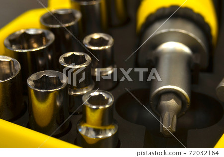closeup many type of screwdriver head tool 72032164