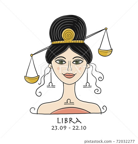 Illustration of Libra zodiac sign. Element of Stock