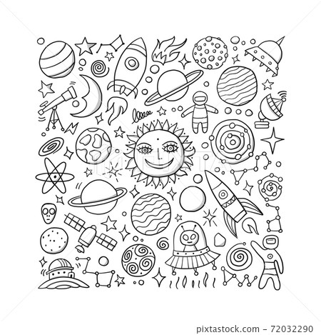 Space Background. Planets of the solar system. Rockets and astronauts 72032290