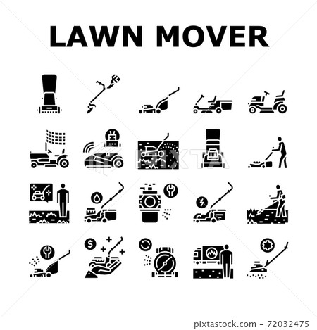 Lawn Mower Equipment Collection Icons Set Vector Lawn Mower Equipment Collection Icons Set Vector 72032475