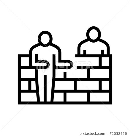 builders building wall line icon vector illustration 72032556