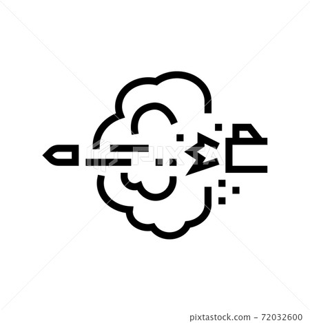 bullet expelling from gun barrel line icon vector illustration 72032600