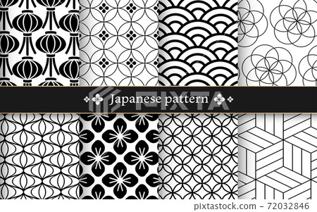 日式花紋素材傳統花紋圖案設置日式花紋 72032846