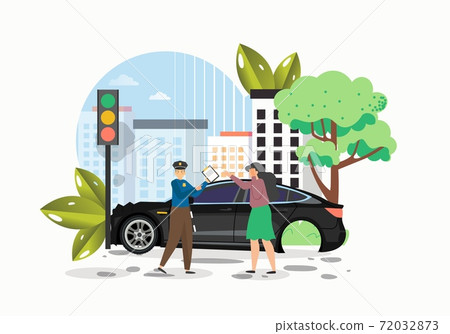 Cartoon vector illustration of car accident, crashing into the