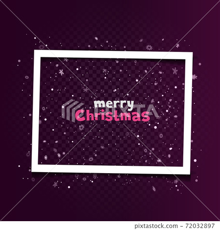 Christmas rectangle frame with blowing snow 72032897