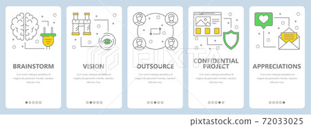 Vector thin line flat design project management... - Stock Illustration ...