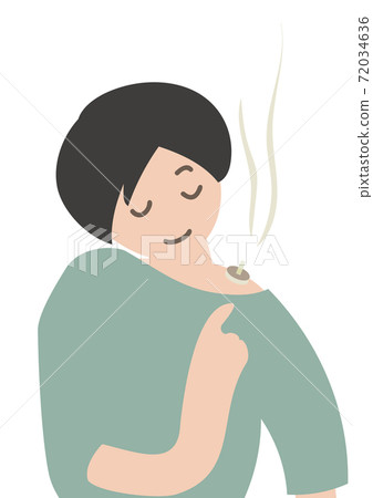 Illustration of a person with severe stiff shoulders moxibustion (with facial expression) Illustration of a person with severe stiff shoulders moxibustion (with facial expression) 72034636