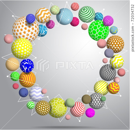 Vector abstract multicolor balls background. 3d illustration 72034732