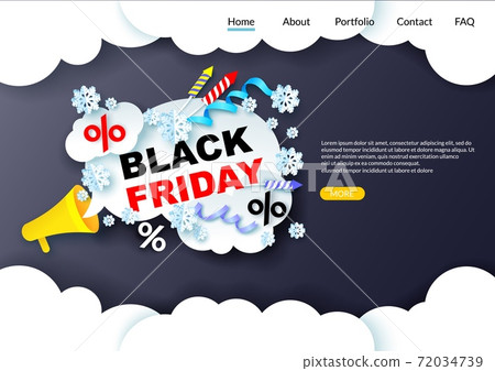 Black friday sale website landing page and banner layout design. Vector template illustration. Black friday concept for special discount promotion deal Black friday sale website landing page and banner layout design. Vector template illustration. Black friday concept for special discount promotion deal 72034739