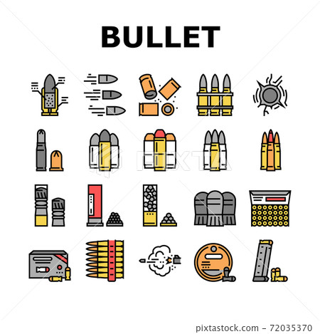 Bullet Ammunition Collection Icons Set Vector Bullet Ammunition Collection Icons Set Vector 72035370