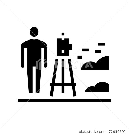 worker with lever researching place for building road glyph icon vector illustration 72036291