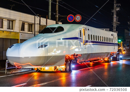 Tokaido Shinkansen N700S, a new car transported by land to the depot 72036508