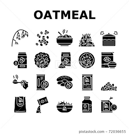 Oatmeal Nutrition Collection Icons Set Vector Oatmeal Nutrition Collection Icons Set Vector 72036655