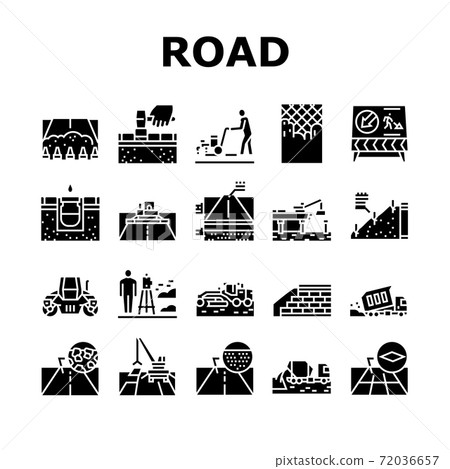 Road Construction Collection Icons Set Vector 72036657