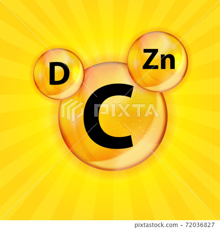 Vitamin C, D, Zn Complex. Vector Illustration 72036827