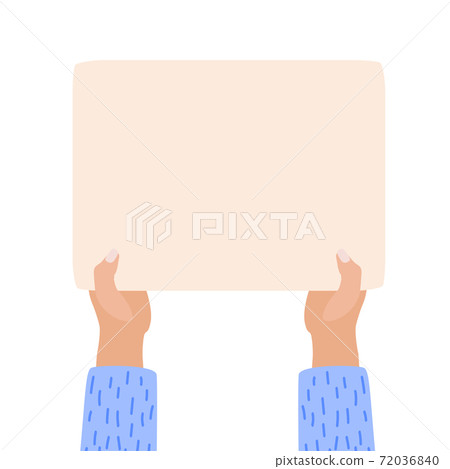 Hands holding blank placard isolated on white... - Stock Illustration ...