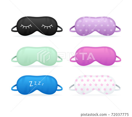 Realistic Detailed 3d Color Different Sleep Mask Set. Vector 72037775