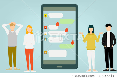 Image illustrations of people who are in trouble due to burning on SNS Image illustrations of people who are in trouble due to burning on SNS 72037814