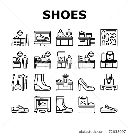 Shoes Repair Service Collection Icons Set Vector - Stock Illustration ...