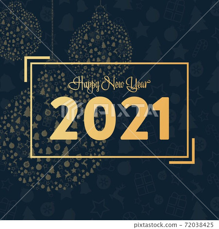 Happy New Year 2021. Holiday concept. Template for background, banner, card, poster with text 72038425