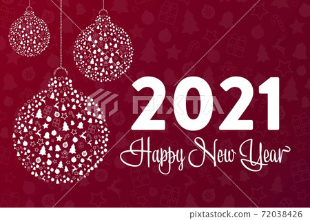 Happy New Year 2021. Holiday concept. Template for background, banner, card, poster with text 72038426