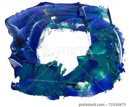 Hand drawn isolated oil paintbrush stripe rectangle empty frame with deep dirty blue color  72038475