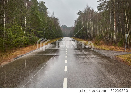 Autumn Wet Road Autumn Wet Road 72039250