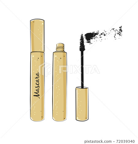 Eyelashes mascara with brush on white background. Eyelashes mascara with brush on white background. 72039340