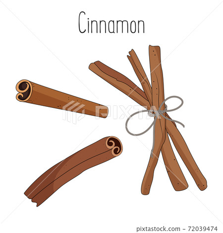 Cinnamon sticks isolated on white background. Cinnamon sticks isolated on white background. 72039474
