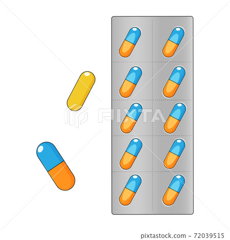 Pills, tablets in blisters, medical concept. Vector illustration. Pills, tablets in blisters, medical concept. Vector illustration. 72039515