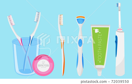 Set of elements for dental care and healthy teeth. - Stock Illustration ...