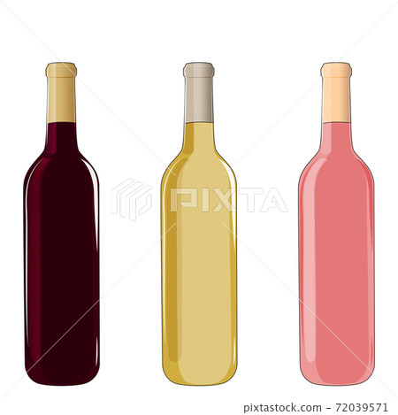 Bottles of different wine, red, rose and white. 72039571