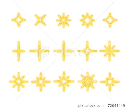 Shining gold, yellow stars sparkles and twinkles. Set of bright glow, sudden flash, dazzle light effects. Vector illustration 72041449