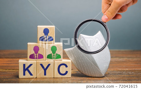 Wooden blocks with the word KYC - Know Your Customer / Client. Verify the identity, suitability and risks involved with maintaining a business relationship. Anti-bribery compliant Wooden blocks with the word KYC - Know Your Customer / Client. Verify the identity, suitability and risks involved with maintaining a business relationship. Anti-bribery compliant 72041615