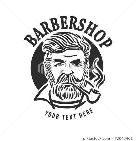 Barber Shop logo template with stylish hairstyle hipster portrait 72043461