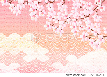 櫻花日本圖案新年賀卡背景 櫻花日本圖案新年賀卡背景 72046211