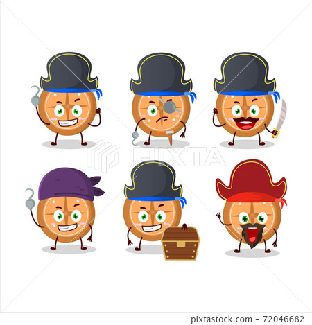 Cartoon character of compass cookies with various pirates emoticons 72046682